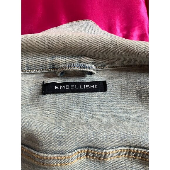 Unisex "Embellish" Custom Painted Distressed Denim Jacket With Painted Graphics - Picture 13 of 16